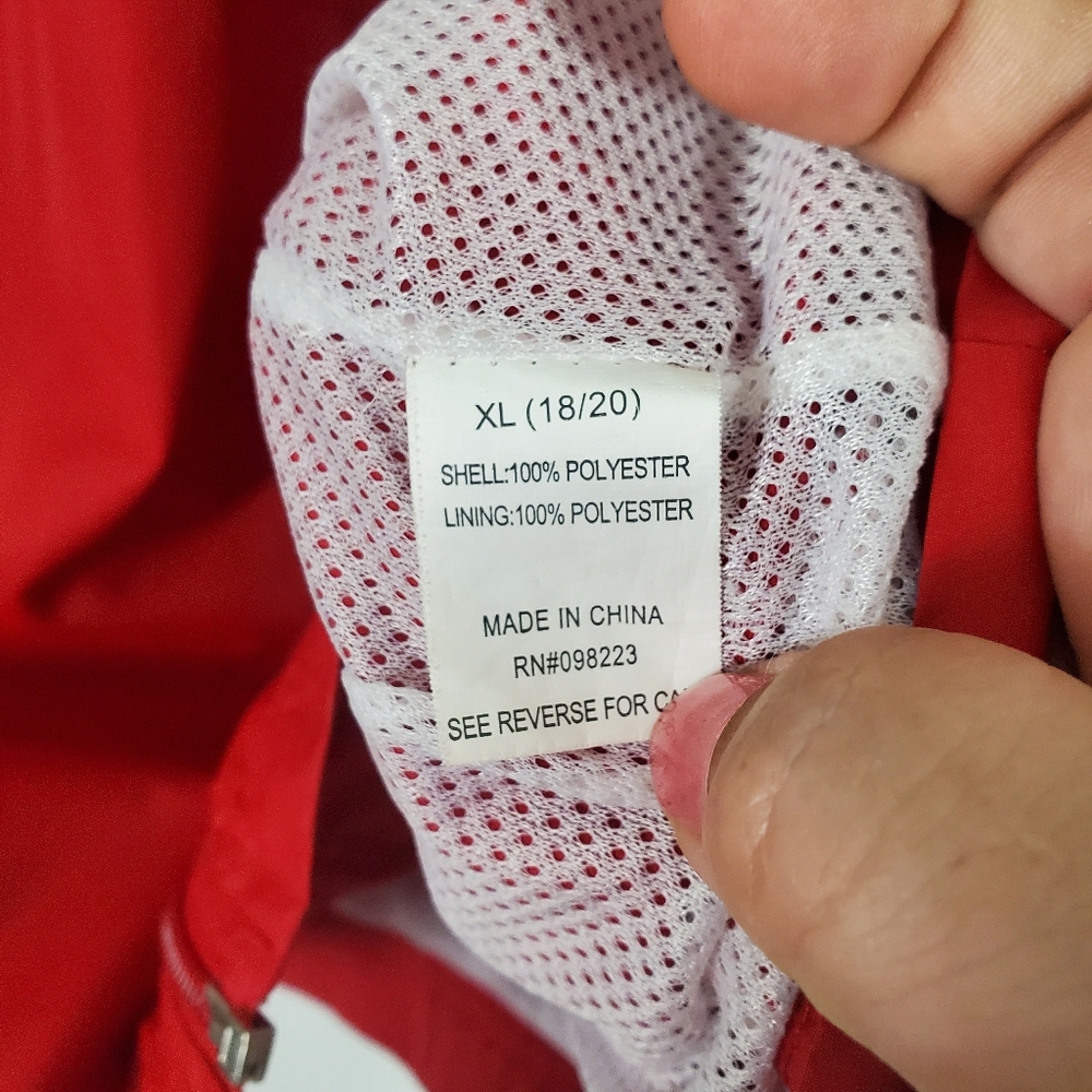 BCG windbreaker zip up, red and black boys XL - Picture 5 of 5